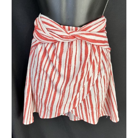 womens wrap around skirt size small by L’ATISTE. red/white pinstripe - Picture 3 of 11